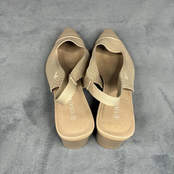 Vivaia Leah Pro Pointed-Toe Slingback Heels Almond Knit Sandals Women’s 10 EU 42 - Picture 5 of 13